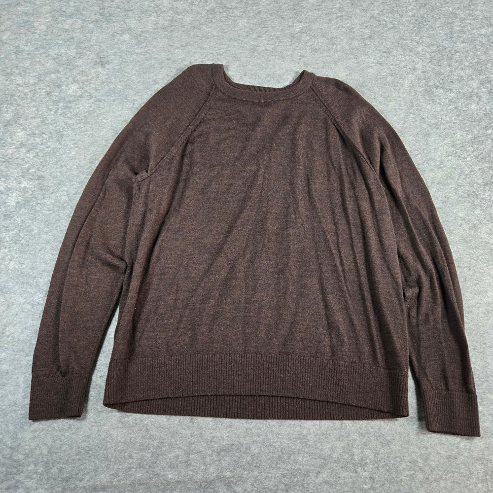 Banana Republic Mens Brown 100% Merino Wool Raglan Crewneck Sweater L